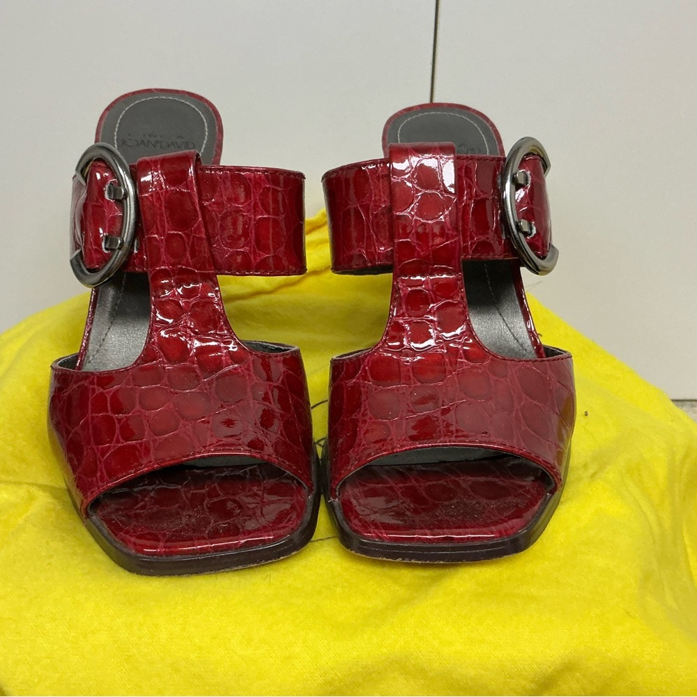 Women's Red Croc-Embossed Sandals